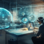 Osoba z przyszłości pracująca ze sztuczną inteligencją