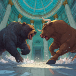 Byk z niedźwiedziem ścierający się na giełdzie papierów wartościowych